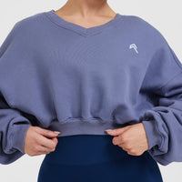 All Day Lightweight Oversized V-Neck Sweatshirt | Slate Blue
