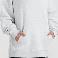 All Day Longline Hoodie | Light Grey Marl