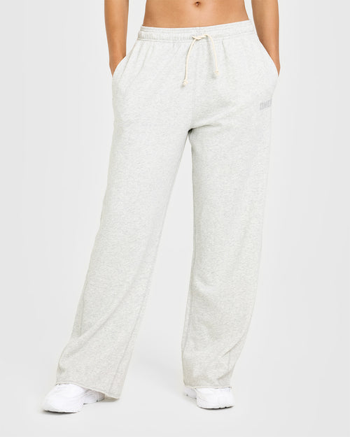 Oner Modal Raw Lounge Wide Leg Joggers | Light Grey Marl