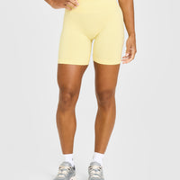 Effortless Seamless Shorts with White Logo | Sherbert Yellow