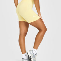 Effortless Seamless Shorts with White Logo | Sherbert Yellow