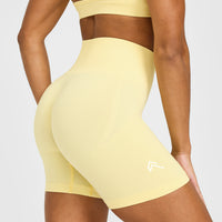 Effortless Seamless Shorts with White Logo | Sherbert Yellow