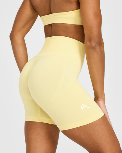 Effortless Seamless Shorts with White Logo | Sherbert Yellow