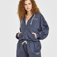Raw Lounge Oversized Zip Hoodie | Washed True Blue