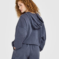 Raw Lounge Oversized Zip Hoodie | Washed True Blue