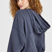Raw Lounge Oversized Zip Hoodie | Washed True Blue