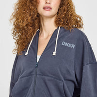 Raw Lounge Oversized Zip Hoodie | Washed True Blue