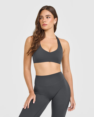 SoftMotion™ Bralette with White Logo | Coal
