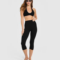 SoftMotion™ Minimal Halter Neck Bralette with White Logo | Black
