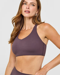 SoftMotion™ Sports Bra with White Logo | Dark Umber Brown
