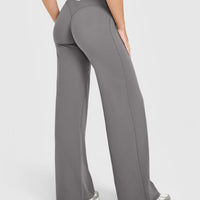 SoftMotion™ Straight Leg Bottoms with White Logo | Ash Grey