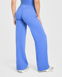 SoftMotion™ Straight Leg Bottoms with White Logo | Glaucous Blue