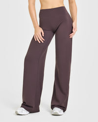 SoftMotion™ Straight Leg Bottoms with White Logo | Dark Umber Brown