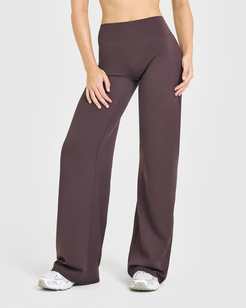 Oner Modal SoftMotion™ Straight Leg Bottoms with White Logo | Dark Umber Brown