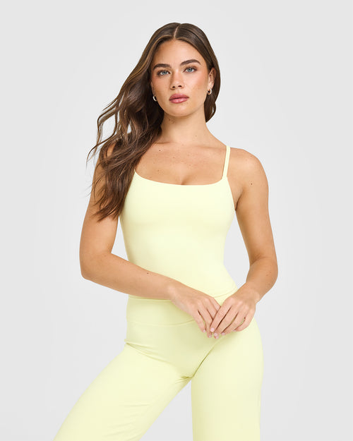 Oner Modal SoftMotion™ Strappy Mid Vest with Built in Bra Shelf | Pastel Yellow