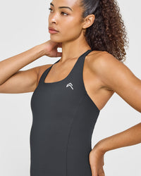 Timeless Square Neck Vest with White Logo | Coal