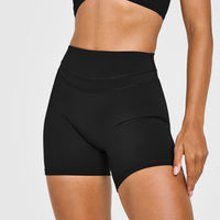 Unified High Waisted Shorts White Logo 6" | Black