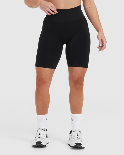 Oner Modal Effortless Seamless Cycling Shorts with White Logo | Black