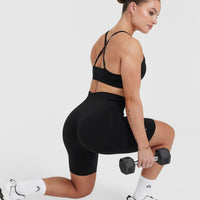 Effortless Seamless Cycling Shorts with White Logo | Black