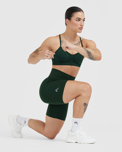 Effortless Seamless Cycling Shorts with White Logo | Evergreen