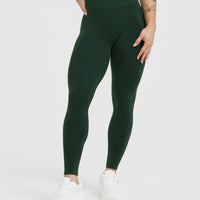 Effortless Seamless Leggings with White Logo | Evergreen