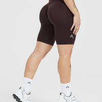 Effortless Seamless Cycling Shorts with White Logo | 70% Cocoa