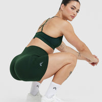 Effortless Seamless Shorts with White Logo | Evergreen