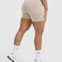 Effortless Seamless Shorts with White Logo | Mushroom Brown
