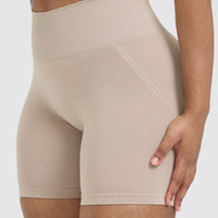 Effortless Seamless Shorts with White Logo | Mushroom Brown