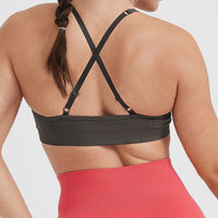 Effortless Strappy Bralette with White Logo | Deep Taupe