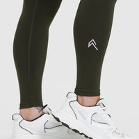 Effortless Seamless Leggings with White Logo | Khaki