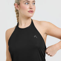 Go To High Neck Loose Crop Vest | Black