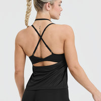 Go To High Neck Loose Crop Vest | Black