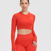 Go To Seamless Fitted Crop Long Sleeve Top | Charged Orange