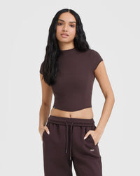 Mellow™ Rib Mid Mock Neck T-Shirt | Plum Brown