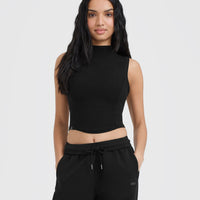 Mellow™ Rib Mid Mock Neck Tank | Black