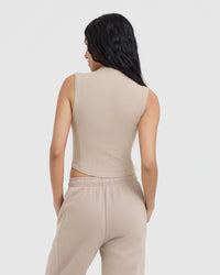 Mellow™ Rib Mid Mock Neck Tank | Mushroom Brown