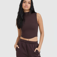 Mellow™ Rib Mid Mock Neck Tank | Plum Brown