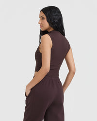Mellow™ Rib Mid Mock Neck Tank | Plum Brown