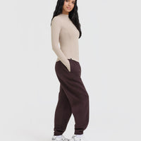 Mellow™ Rib Mock Neck Long Sleeve Top | Mushroom Brown