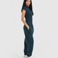 Mellow™ Rib Mock Neck T-Shirt | Oil Blue