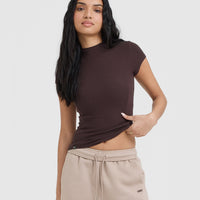 Mellow™ Rib Mock Neck T-Shirt | Plum Brown