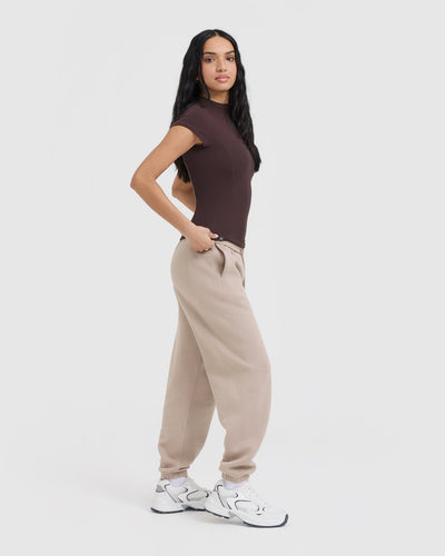 Mellow™ Rib Mock Neck T-Shirt | Plum Brown