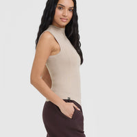 Mellow™ Rib Mock Neck Tank | Mushroom Brown