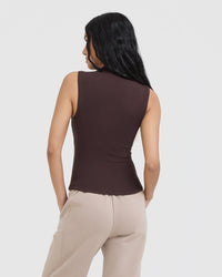 Mellow™ Rib Mock Neck Tank | Plum Brown
