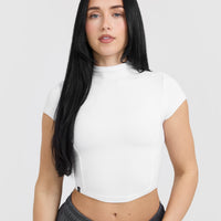 Mellow™ Rib Mid Mock Neck T-Shirt | White
