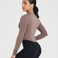 Mellow™ Soft Mid Long Sleeve Top | Cool Brown
