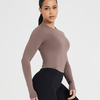 Mellow™ Soft Mid Long Sleeve Top | Cool Brown
