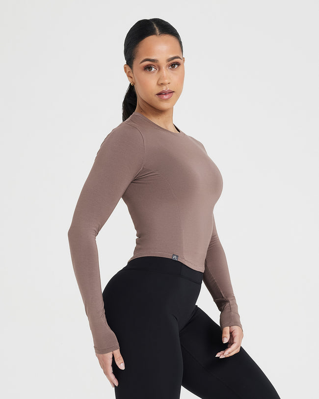 Mellow™ Soft Mid Long Sleeve Top | Cool Brown