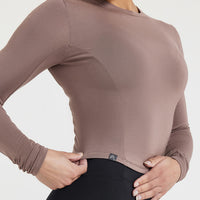 Mellow™ Soft Mid Long Sleeve Top | Cool Brown